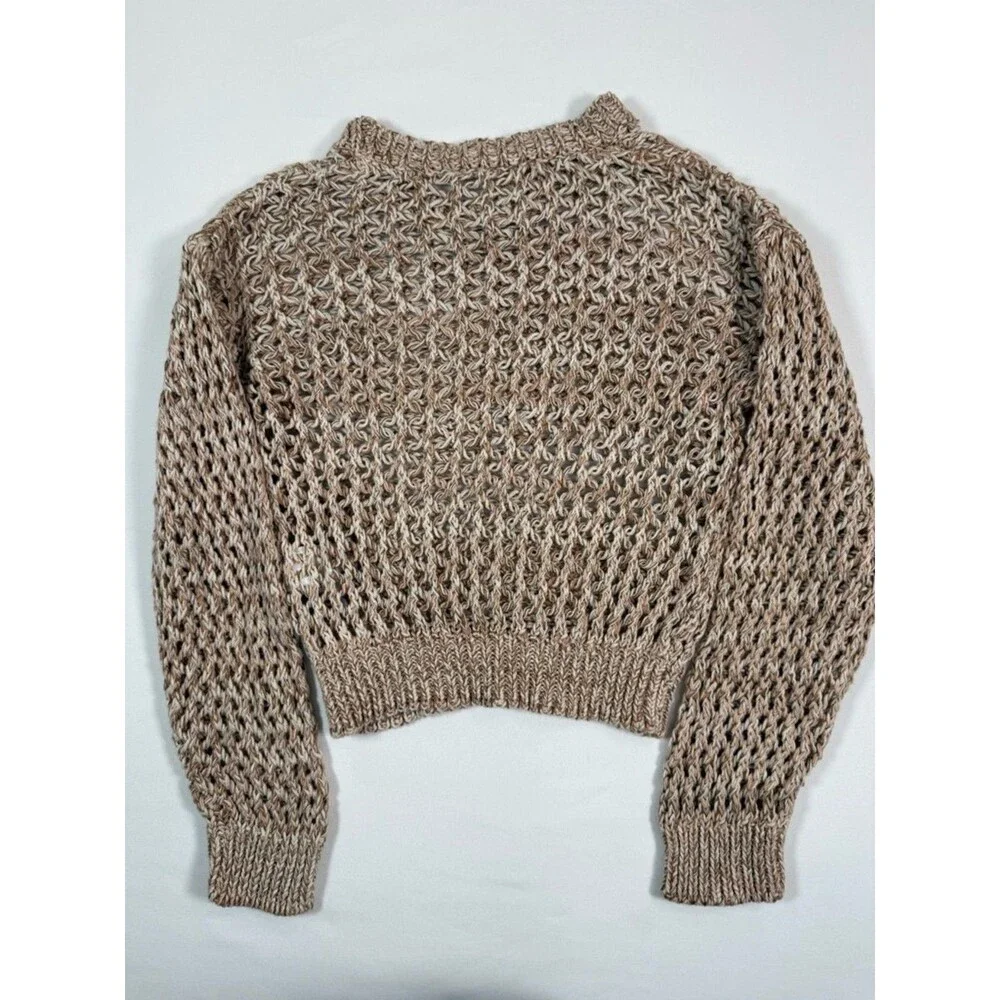JESSICA‎ SIMPSON Girls Sweater 6X Open Knit Cropped Neutral Boho Cottagecore